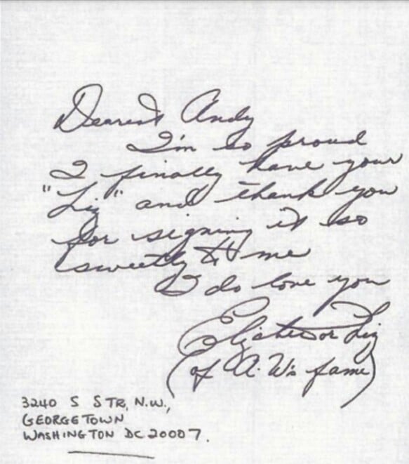 Elizabeth Taylor to Andy Warhol; March 1977