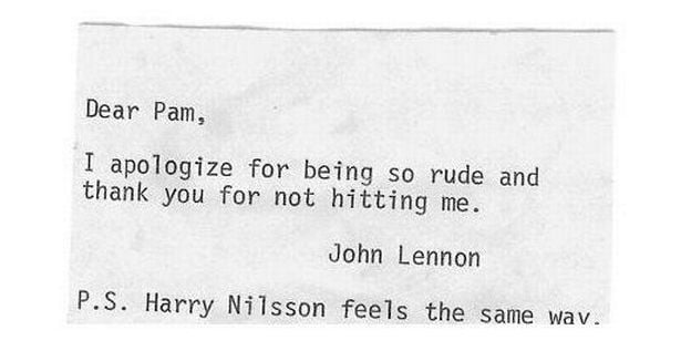 John Lennon to actress Pam Grier; 1974